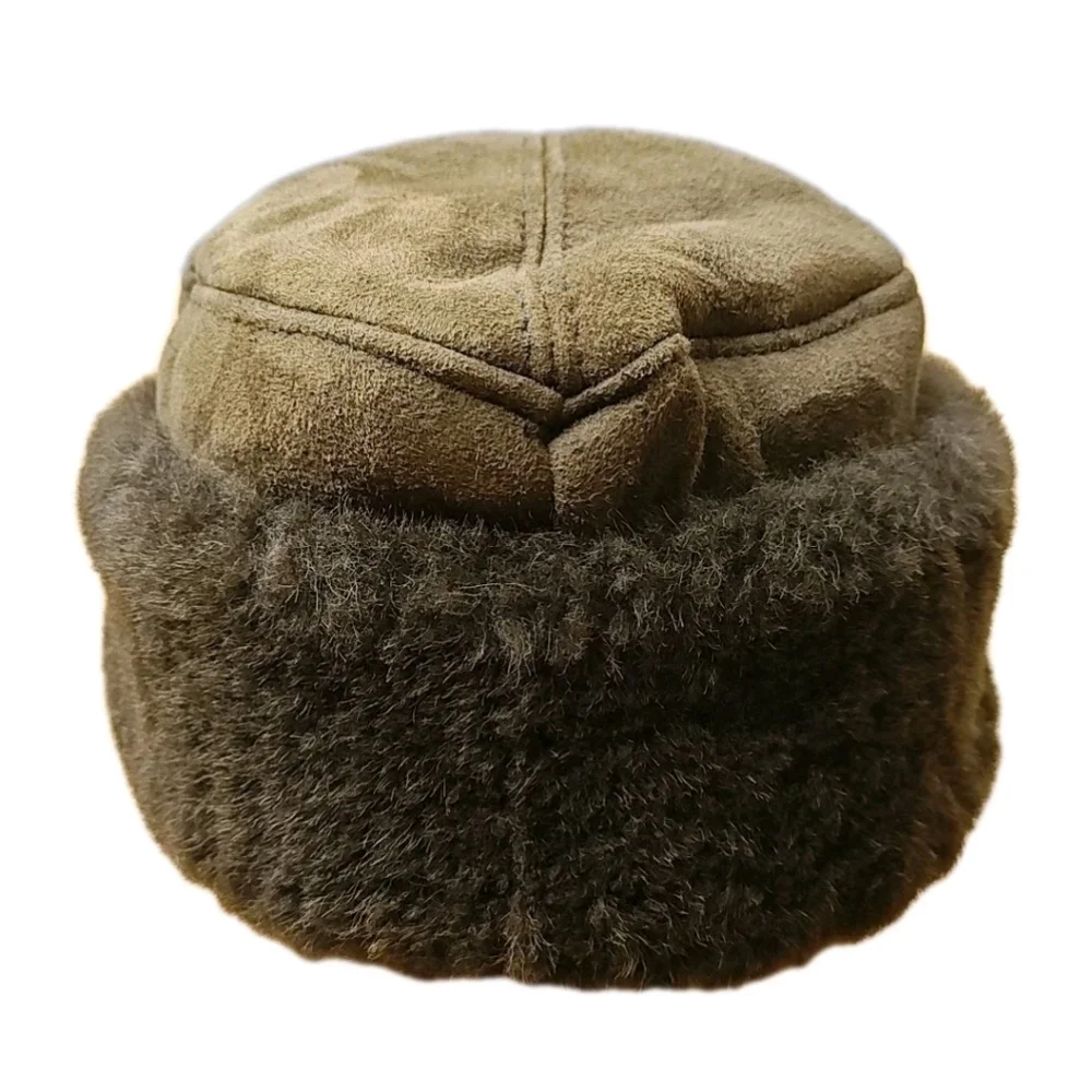 Susan Bradford Brown Suede Cossack Hat Fur Lined Winter Snow Cap Vermont USA O/S